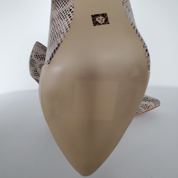 ANNE KLEIN Faux Snakeskin Shoes Stretch Band Brown Wood Stiletto Heel Women's 8 - Picture 11 of 12